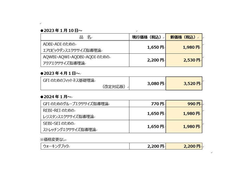 GFIテキストブック価格改定のお知らせ | JAFA 公益社団法人日本